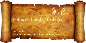 Hohman Cecílián névjegykártya